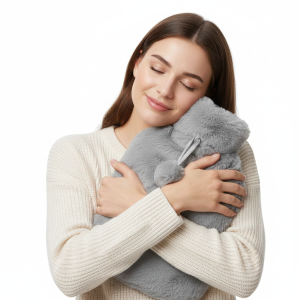 כרית חימום ממותגת עם פונפונים