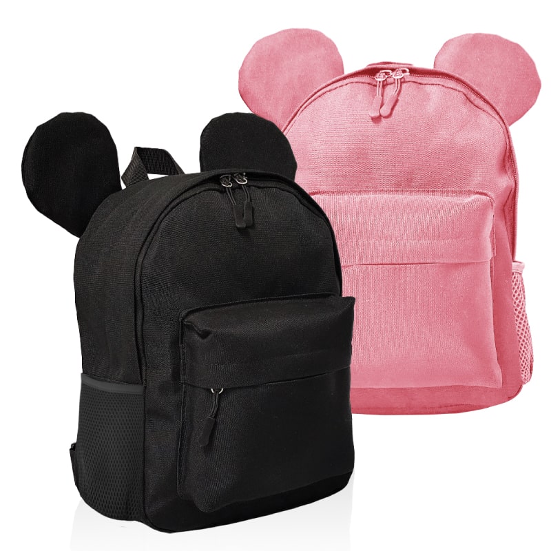 תיק גב ממותג עם אוזניים בצבע ורוד – מתנה ממותגת איכותית